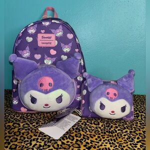 Loungefly Purple Kuromi Backpack and Pouch Set